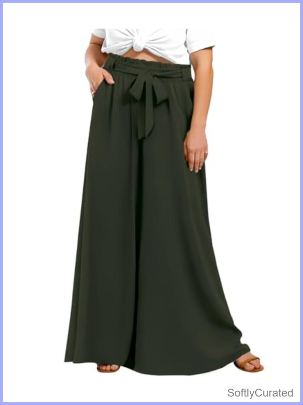 Plus Size Wide Leg Palazzo Pants High Waisted Flowy Trousers